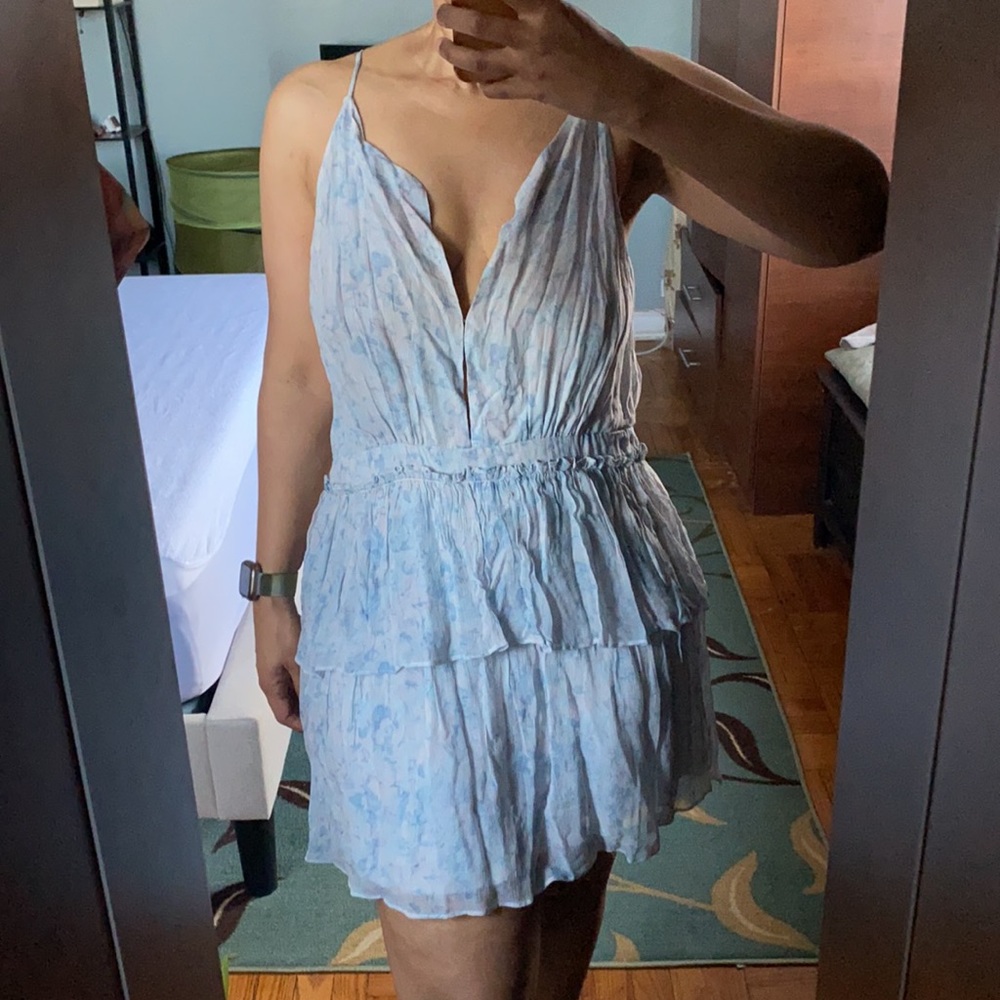 Light blue floral 2 tiered flory mini dress